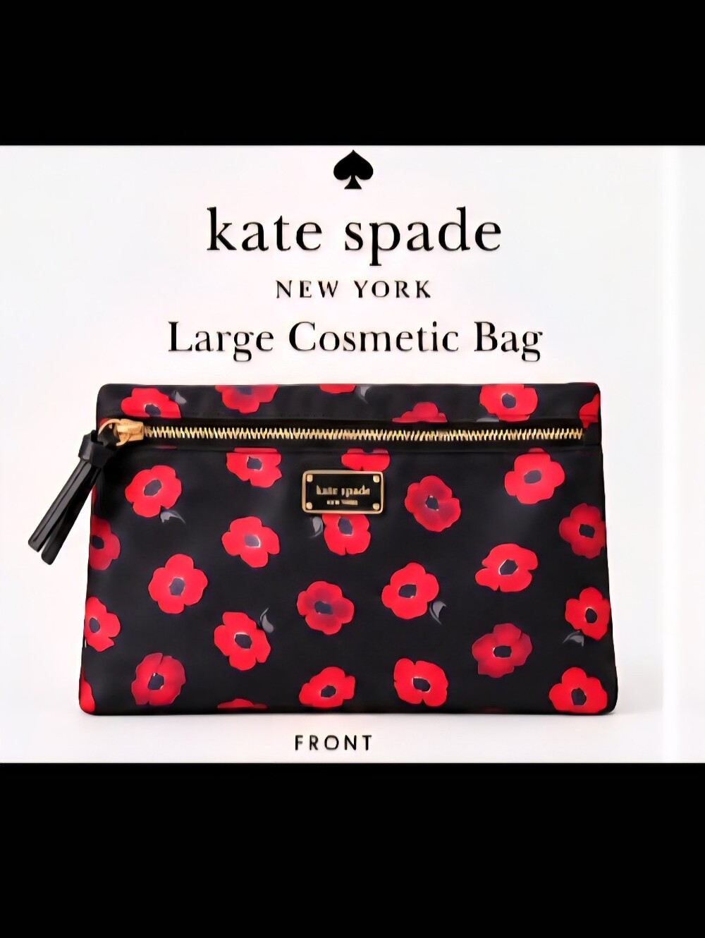 kate spade Large Cosmetic Pouch with Red Floral Print